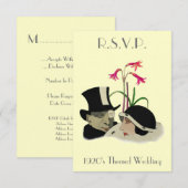 20年代テーマの結婚R.S.V.P.のカード 出欠カード (正面/裏面)