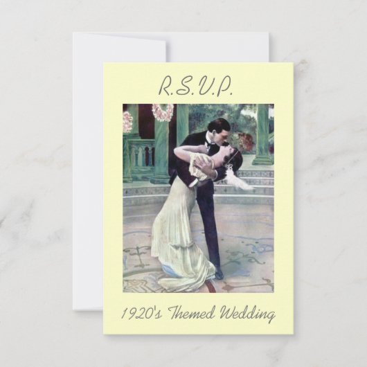 20年代テーマの結婚R.S.V.P 出欠カード (正面)