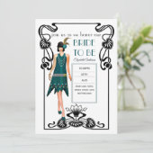 20年代フラッパー・ギャング結婚スターのブライダルシャワー 招待状 (スタンド正面)