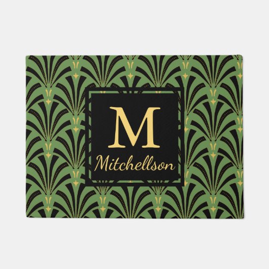 20年代洗練されたファンパターン-姓 ドアマット (正面)