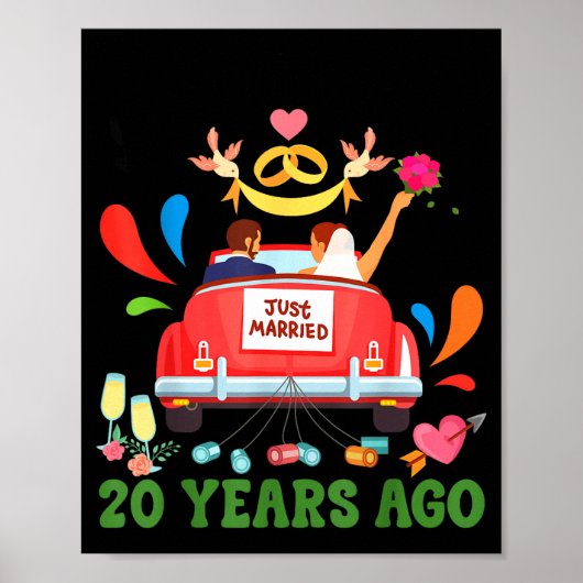 20年前の結婚式 面白い結婚20周年記念カップル ポスター (正面)