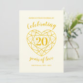 20年目の結婚記念日 ゴールドダイヤモンド アニバーサリー 20年の節目 招待状 (スタンド正面)