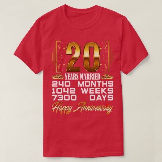 20年結婚したおもしろい20結婚周年 Tシャツ (デザイン正面)