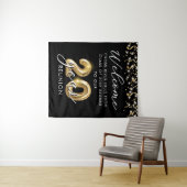 20年間クラス懇親会ウェルカムアラムズブラック金ゴールド タペストリー (インサイチュ(横))