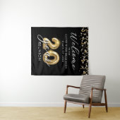 20年間クラス懇親会ウェルカムブラック金ゴールドバルーン タペストリー (インサイチュ(横))