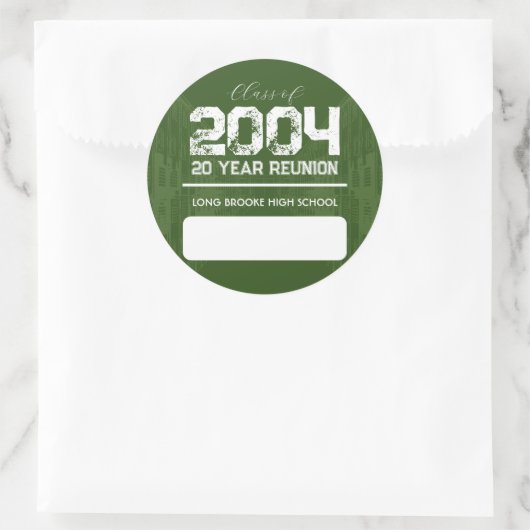 20年高校懇親会名空白のタグステッカー ラウンドシール (バッグ)
