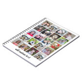 20枚のフォトコラージュ – グリッド(スクリプト文字付き) – 白 ノートブック (左側)