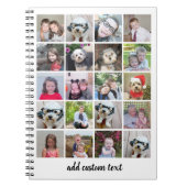 20枚のフォトコラージュ – グリッド(スクリプト文字付き) – 白 ノートブック (正面)