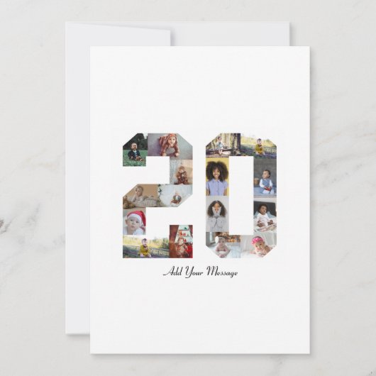 20枚の写真のモザイク サンキューカード (正面)