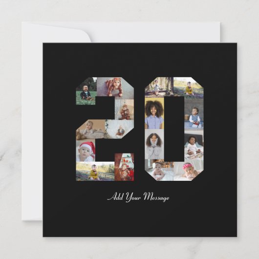 20枚の写真の コラージュ サンキューカード (正面)