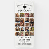 20枚の写真を使ったコラージュ　モダンでミニマルな白のデザイン　卒業式に最適 横断幕 (縦)