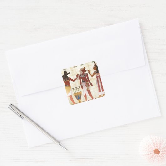 20正方形のステッカーの古代エジプトの墓絵画 スクエアシール (封筒)