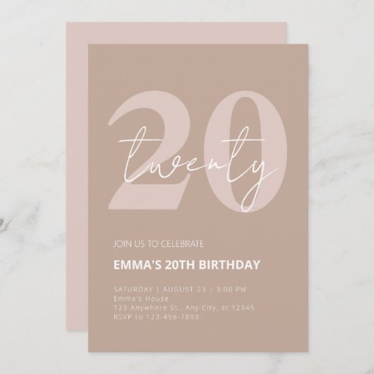 20歳のお祝い 招待状 (正面/裏面)