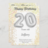 20歳のハッピーバースデーカード (正面/裏面)