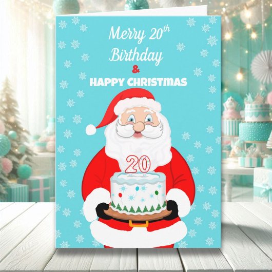 20歳のメリークリスマスお誕生日おめでとう サンタクロース カード