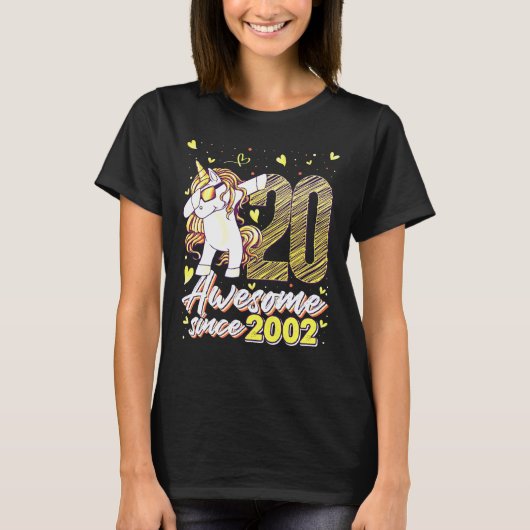 20歳のユニコーンがダビングする20歳の誕生日の女の子 ユニコーン Tシャツ (正面)