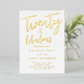 20歳の素晴らしい金ゴールドの誕生日 箔招待状 (立ち正面)