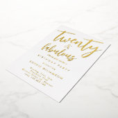 20歳の素晴らしい金ゴールドの誕生日 箔招待状 (回転した状態)