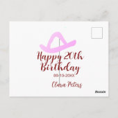 20歳の誕生日おめでとうピンクカウガール名前デートシミュレーション ポストカード (裏面)