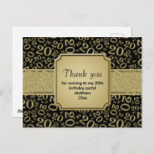 20歳の誕生日おめでとう ゴールド/ブラックのナンバーパターン ポストカード (正面/裏面)