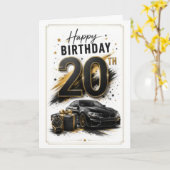 20歳の誕生日おめでとう 車 カード (黄色い花)