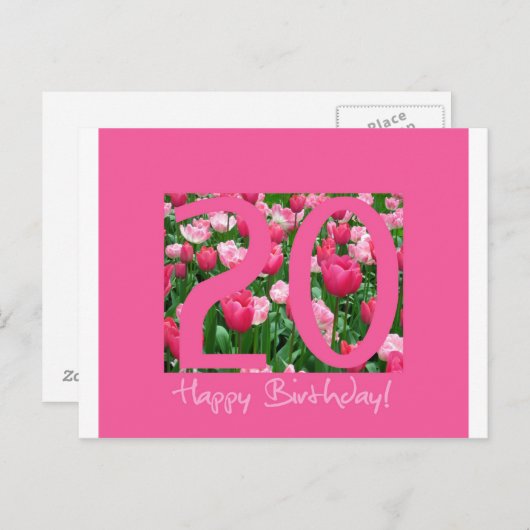 20歳の誕生日の挨拶 ポストカード (正面/裏面)