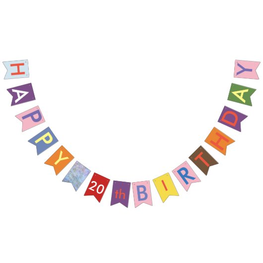 20歳の誕生日を祝う旗 バンティングフラッグ (全)