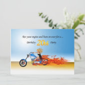 20歳の誕生日を祝おうフラミンゴバイクパーティーの招待状 招待状 (スタンド正面)