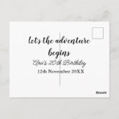 20歳の誕生日を記念して冒険が始まる！名前を追加して d ポストカード (裏面)