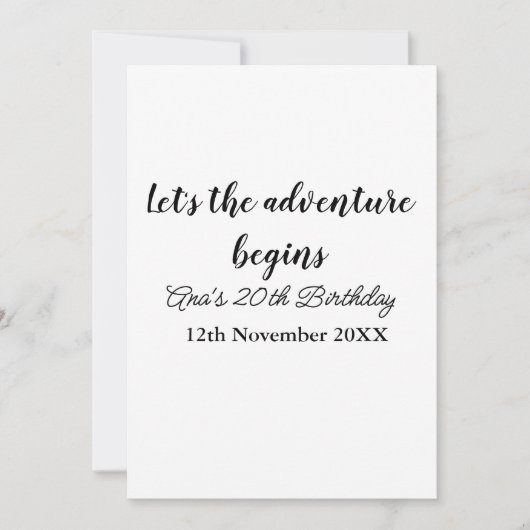20歳の誕生日を記念して冒険が始まる！名前を追加 招待状 (正面)