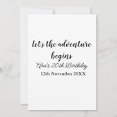 20歳の誕生日を記念して冒険が始まる！名前を追加 招待状 (裏面)