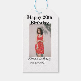 20歳の誕生日を迎える写真モダンシンプルのミニマル ギフトタグ