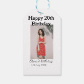 20歳の誕生日を迎える写真モダンシンプルのミニマル ギフトタグ (裏面)