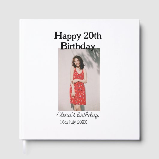 20歳の誕生日を迎える写真モダンシンプルのミニマル ゲストブック (正面)