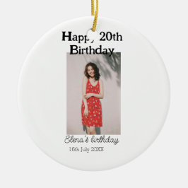 20歳の誕生日を迎える写真モダンシンプルのミニマル セラミックオーナメント