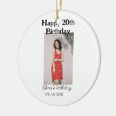 20歳の誕生日を迎える写真モダンシンプルのミニマル セラミックオーナメント (左)