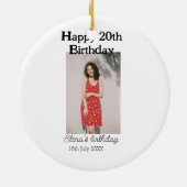 20歳の誕生日を迎える写真モダンシンプルのミニマル セラミックオーナメント (裏面)