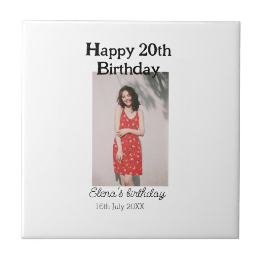 20歳の誕生日を迎える写真モダンシンプルのミニマル タイル (正面)