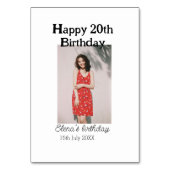 20歳の誕生日を迎える写真モダンシンプルのミニマル テーブルナンバー (裏面)