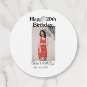 20歳の誕生日を迎える写真モダンシンプルのミニマル フェイバータグ (裏面)