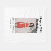 20歳の誕生日を迎える写真モダンシンプルのミニマル フリースブランケット (正面(横))