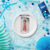 20歳の誕生日を迎える写真モダンシンプルのミニマル ペーパープレート (パーティー)
