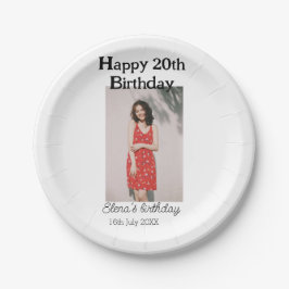 20歳の誕生日を迎える写真モダンシンプルのミニマル ペーパープレート