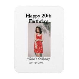 20歳の誕生日を迎える写真モダンシンプルのミニマル マグネット