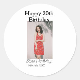 20歳の誕生日を迎える写真モダンシンプルのミニマル ラウンドシール