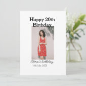 20歳の誕生日を迎える写真モダンシンプルのミニマル 招待状 (スタンド正面)