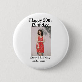 20歳の誕生日を迎える写真モダンシンプルのミニマル 缶バッジ