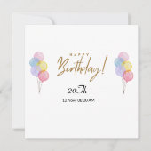 20歳の誕生日カード 招待状 (正面)