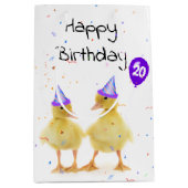 20歳の誕生日パーティーアヒル（気球） ミディアムペーパーバッグ (正面)