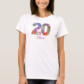 20歳の誕生日パーティーフローラデザインTシャツ Tシャツ (正面)